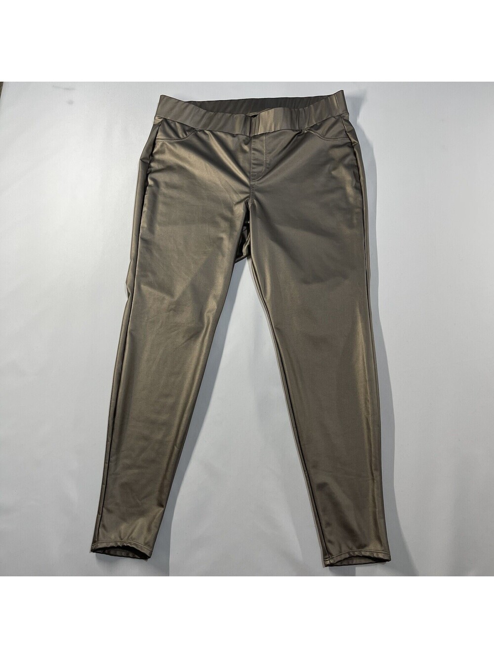 Torrid Faux Leather Pants Womens 2 (18/20) Bronze Ankle Biker Pull On Stretch